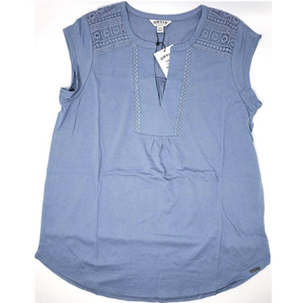 Orvis Anna Crochet Lace Insets Relaxed Fit Top